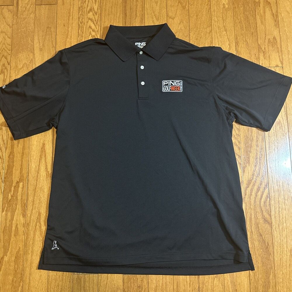 Ping Polo Shirt Mens XL/TG  Embroidered Ping Golf Week Polo Shirt Black